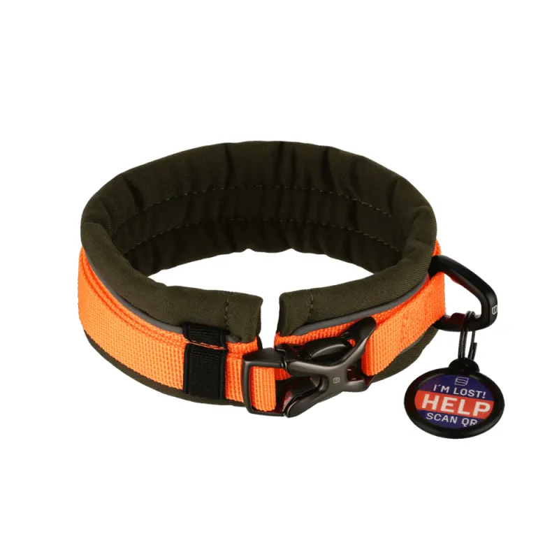 Zgarda pentru caini Herm Sprenger Softshell reglabila - S/M - Oranj+Kaki