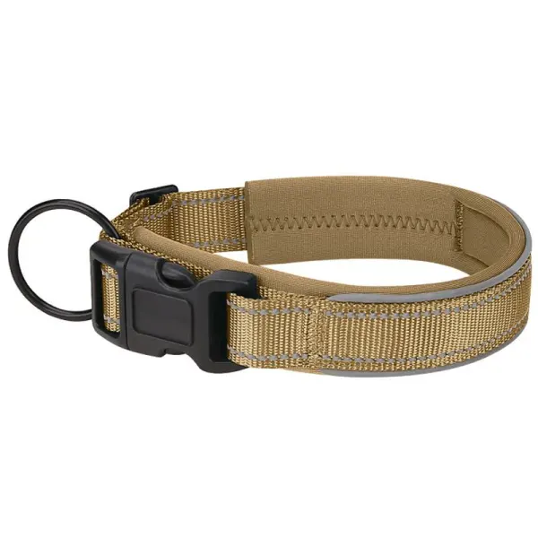 Zgarda Reflectorizanta pentru Caini, Marimea L, Ajustabila, Nylon, Khaki Engros